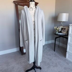 Karie Hooded Bouclé Knit Cardigan Sweater Size 0/S Cozy Neutral Duster